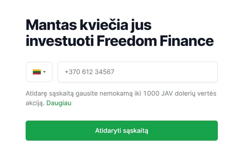 Atidaryti investicine saskaita